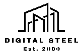 Digital Steel logo featuring a stylized steel structure and the tagline "Creativity. Ingenuity. Accuracy."