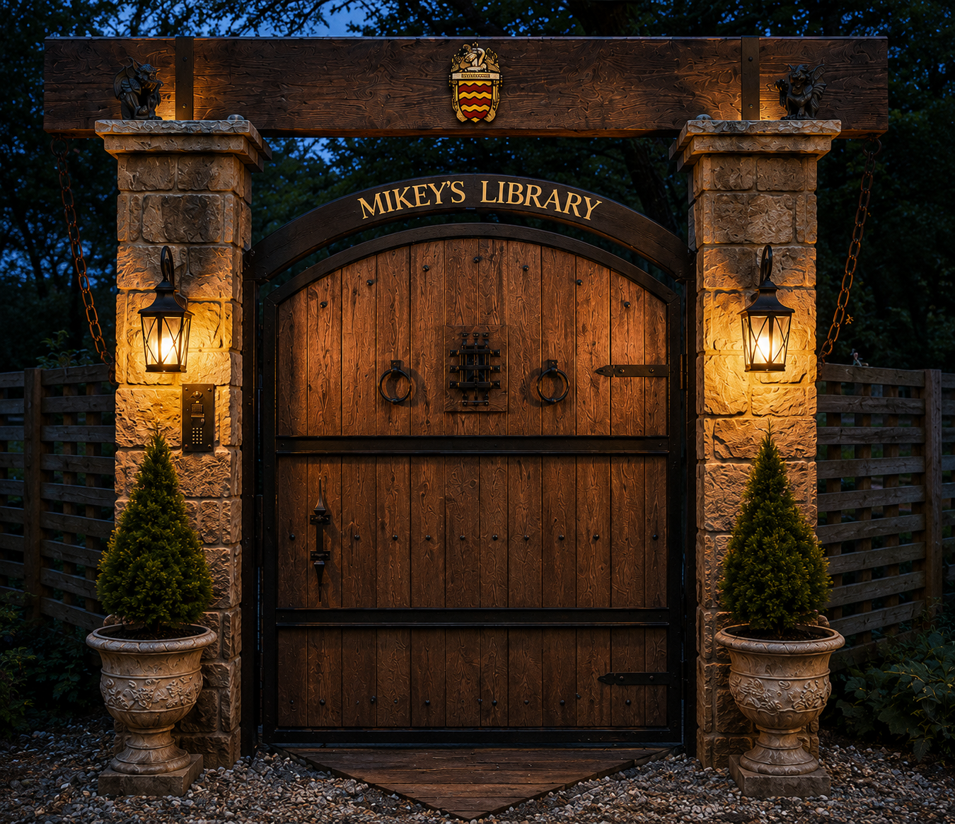 Lantern-lit entrance to Mikey's Library